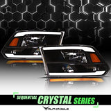 Alpha Owls 8710401 Crystal Headlights With Switchback Sequential LED Light Bar & Startup Light – Black Amber Fits 2009-2018 Dodge Ram 1500 2500 3500/2019-2023 Classic Halogen Models