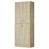 Cozy Castle Kitchen Pantry Cabinet, 71 Tall Wood Storage Cabinet with Doors and Shelves 4 Doors Freestanding Cupboard Utility Hutch for Dining Room Living Room Bathroom Furniture, Gray
