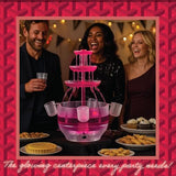 Kusini Drink Fountain for Parties – 1.5 Gal, 3 Tier Punch Bowl Champagne Tower, LED Base, 4 Reusable Cups – Drink Tower Machine for Soda, Juice, Mimosa, Pani Puri Fountain for Party Hosting Supplies