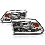 Alpha Owls 8710401 Crystal Headlights With Switchback Sequential LED Light Bar & Startup Light – Black Amber Fits 2009-2018 Dodge Ram 1500 2500 3500/2019-2023 Classic Halogen Models