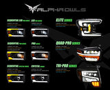 Alpha Owls 8710401 Crystal Headlights With Switchback Sequential LED Light Bar & Startup Light – Black Amber Fits 2009-2018 Dodge Ram 1500 2500 3500/2019-2023 Classic Halogen Models