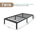 Metal Bed Frame Full Size – 14 Inch Heavy-Duty Full Platform Bed Frame No Box Spring Needed, Easy Assembly, Noise-Free, Sturdy Mattress Foundation, Underbed Storage Space