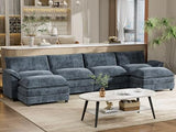 YESHOMY Sectional Modular Sofa U Shaped Chenille Fabric Couch with High Supportive & Soft Sponges and Removable Ottoman, Sleeper Comfy Upholstered Furniture for Living Room, Grey