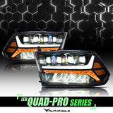 Alpha Owls 8710401 Crystal Headlights With Switchback Sequential LED Light Bar & Startup Light – Black Amber Fits 2009-2018 Dodge Ram 1500 2500 3500/2019-2023 Classic Halogen Models