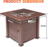 SINGLYFIRE 28 Inch Propane Fire Pit Table Square 2 in 1 Fire Table 50,000 BTU with Cover, Lid and 6.6lbs Lava Rock,Gas Fire Pit Table for Outside Patio, Garden, Backyard, Deck, Brown (SGFP-001C)