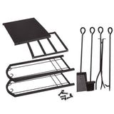 Juvale Firewood Rack with 4 Fireplace Tools – Fireplace Log Holder for Indoor An
