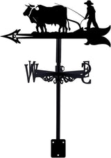 Decorative Wind Vane, Metal Weathervane with Roof Mount Retro Farmer Farmland Shape Weather Vane Garden Creative Home Decor Ornament Weathercock Wind Direction Indicator for Farm Yard