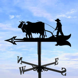 Decorative Wind Vane, Metal Weathervane with Roof Mount Retro Farmer Farmland Shape Weather Vane Garden Creative Home Decor Ornament Weathercock Wind Direction Indicator for Farm Yard