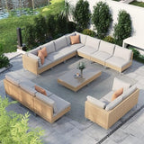 Grand patio 7-Piece Wicker Patio Furniture Set, Boho Outdoor Conversation Set Sectional Sofa with Water Resistant Thick Cushions and Coffee Table, Cream