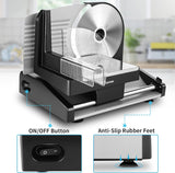 Meat Slicer, 7.5 Electric Deli Food Slicer with 2 Removable Stainless Steel Blades, Adjustable Thickness Meat Slicer for Home Use, Cuts Frozen Meat, Cheese, Bread, Vegetables, Easy to Clean, Black