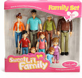 Sweet Li’l Family Dollhouse People Set of 9 Action Figure Set – Grandpa, Grandma, Mom, Dad, Sister, Brother, Toddler, Twin Boy & Girl