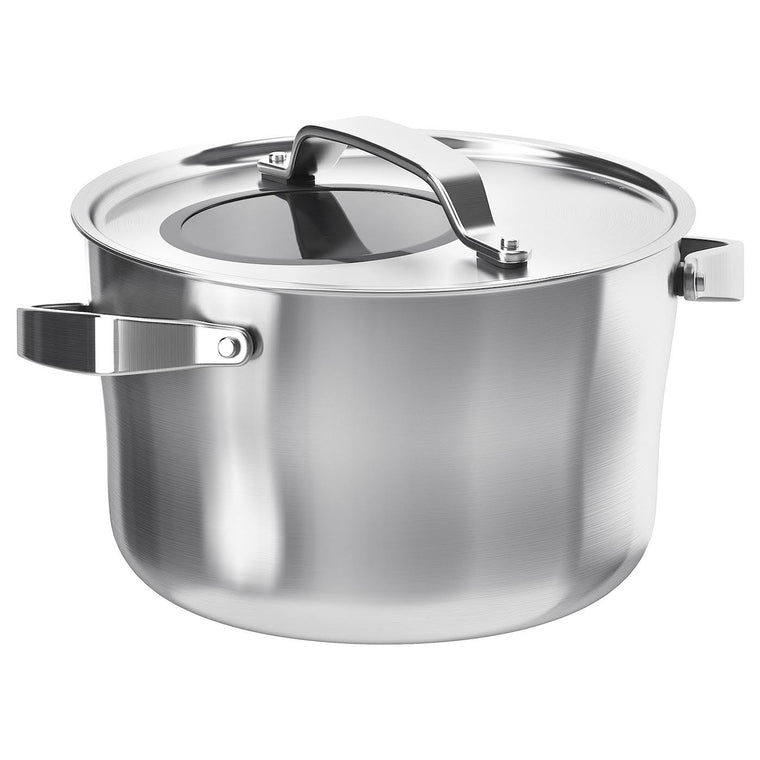 IKEA – SENSUELL Pot with Lid, Stainless Steel/Gray, 5.8 qt