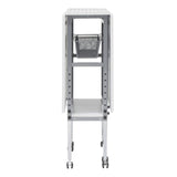 Sew Ready Mobile Folding Height Adjustable Quilting Fabric Cutting Table with Sewing Board Grid and Storage in Silver/White Top