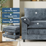 YESHOMY Sectional Modular Sofa U Shaped Chenille Fabric Couch with High Supportive & Soft Sponges and Removable Ottoman, Sleeper Comfy Upholstered Furniture for Living Room, Grey