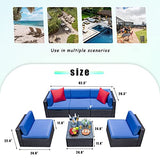 Devoko Patio Furniture Sets 6 Pieces Outdoor Sectional Rattan Sofa Manual Weaving Wicker Patio Conversation Set with Glass Table and Cushion (Beige)