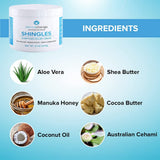 Natural Shingles Treatment and Relief Cream – with Manuka Honey – Shingle Nerve Pain Ointment – Natural Moisturizer for Face and Body – Stops Shingle Breakouts, Burning, Scar, Itchy Dry Skin (8oz)