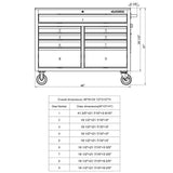 Husky 46 in. W x 24.5 in. D 9-Drawer Mobile Workbench with Solid Wood Top in