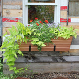 ACHLA DESIGNS Copper Plated Large Flower Box with Black Railing Clamp Brackets, 35.5 Window Box Planter