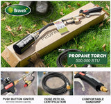 Propane Torch Weed Burner High Output 500,000 BTU, Heavy Duty Weed Torch Wand with Turbo Trigger Push Button Igniter (Piezo Electric Ignition) and 6.5 ft Hose (cCSAus certified)