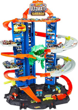 Hot Wheels City Robo T-Rex Ultimate Garage, Multi-level Multi-Play Mode, Stores 100 Plus 1:64 Scale Cars, Gift Idea for Kids 3 and Older
