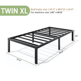 Metal Bed Frame Full Size – 14 Inch Heavy-Duty Full Platform Bed Frame No Box Spring Needed, Easy Assembly, Noise-Free, Sturdy Mattress Foundation, Underbed Storage Space