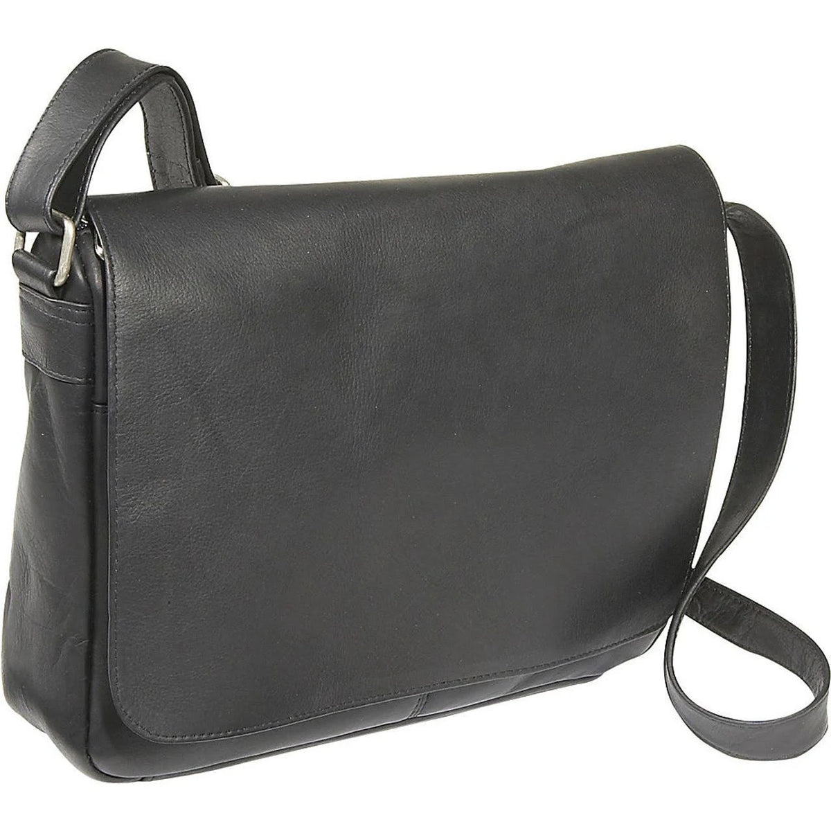 Le Donne Leather Flap Over Shoulder Bag Black