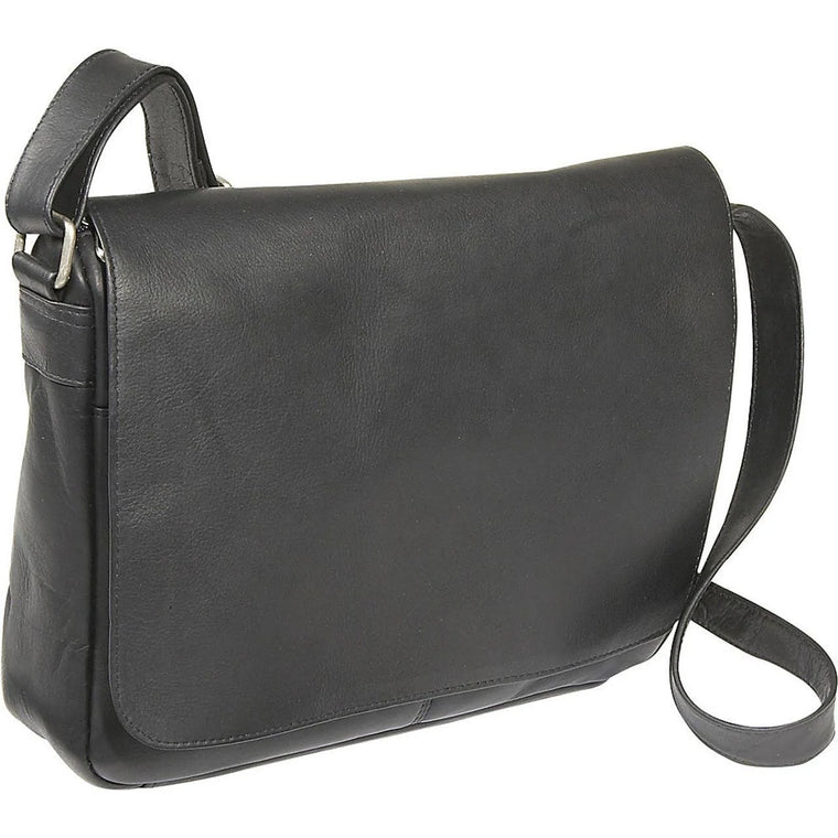 Le Donne Leather Flap Over Shoulder Bag Black