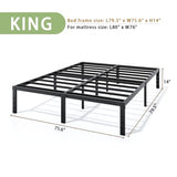 Metal Bed Frame Full Size – 14 Inch Heavy-Duty Full Platform Bed Frame No Box Spring Needed, Easy Assembly, Noise-Free, Sturdy Mattress Foundation, Underbed Storage Space
