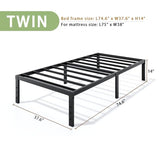 Metal Bed Frame Full Size – 14 Inch Heavy-Duty Full Platform Bed Frame No Box Spring Needed, Easy Assembly, Noise-Free, Sturdy Mattress Foundation, Underbed Storage Space