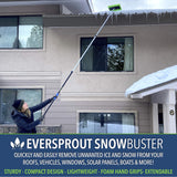 EVERSPROUT Never-Scratch SnowBuster 7-to-24 Foot (Up to 30 Ft Standing Reach) | Pre-Assembled Extendable Roof Rake for Snow Removal | Heavy-Duty Aluminum, Soft Foam Pad | Exclusive Push/Pull Design