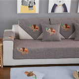 Solid Color Soft Cotton Woven Sectional Couch Cover Non Slip Simple Style Sofa Cover Decorative Home Sofa Loveseat with Small Elephant Pattern-Brown-a 45x45cm