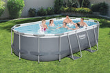 Bestway 56655E Power Steel 16ft x 10ft x 42in Outdoor Oval Frame Above Ground Swimming Pool Set with 1000 GPH Cartridge Filter Pump, Ladder, and Cover