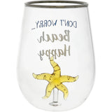 Beach Happy – Starfish 19 oz. Stemless Wine Glass with 3-D Figurine