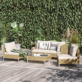 Grand patio 7-Piece Wicker Patio Furniture Set, Boho Outdoor Conversation Set Sectional Sofa with Water Resistant Thick Cushions and Coffee Table, Cream