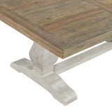19 Inch Coffee Table with Pedestal Base, Brown and White- Saltoro Sherpi