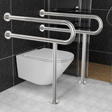 Toilet Support Rail 31.3X 31.5 Inch, Munzong Anti-Slip Satin Brushed Nickel Handicap Grab Bar for Bathroom, Stainless Steel Knurled Safety handrails with Leg for Elderly Disabled Pregnant-1.25??Tube
