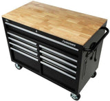 Husky 46 in. W x 24.5 in. D 9-Drawer Mobile Workbench with Solid Wood Top in
