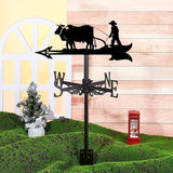 Decorative Wind Vane, Metal Weathervane with Roof Mount Retro Farmer Farmland Shape Weather Vane Garden Creative Home Decor Ornament Weathercock Wind Direction Indicator for Farm Yard