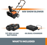 Worx WG471 40V Power Share 20 Cordless Snow Blower with Brushless Motor