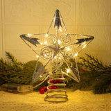Juegoal Star Tree Topper with 20 LED Lights, Metal Golden Lighted Treetop Ornaments, Battery Powered Light Up Christmas Tree Decorations, 6.5 x 6.5 Inches