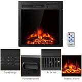 Tangkula 22.5 Inch Electric Fireplace Insert, Freestanding & Recessed Electric Fireplace Heater with Remote Control, Adjustable Heater, 7 Log Hearth Flame Settings for Home Room Indoor (22.5)
