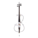 Cecilio CECO-2WH Full Size 4/4 Ebony Electric Silent Pearl White Cello in Style 2 +Soft Case, Bow u0026 Accessories