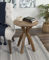 Kate and Laurel Soleyn Mid-Century Round Wood Side Table, 20 x 20 x 25, Natural, Decorative End Table with Boho Style for Use as Bedroom Nightstand or Living Room Accent
