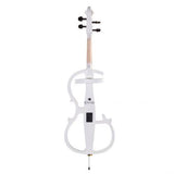 Cecilio CECO-2WH Full Size 4/4 Ebony Electric Silent Pearl White Cello in Style 2 +Soft Case, Bow u0026 Accessories