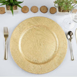 Balsacircle 24 Pcs 13 in Gold Wooden Textured Round Charger Plates – Dinner Party Wedding Supplies for All Holidays