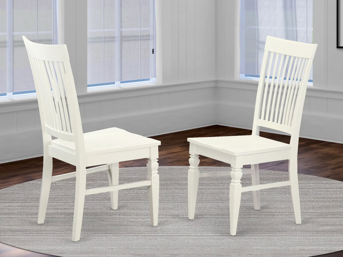 East West Furniture Weston 10 Wood Dining Chairs in Linen White (Set of 2)