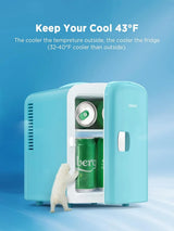 Silonn Mini Fridge, Portable Skin Care Fridge, 4 L/6 Can Cooler and Warmer Small Refrigerator with Eco Friendly for Home, Office, Car and College Dorm Room, Compact Refrigerator and Teal (SLRE01G1)