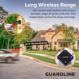 Guardline Wireless Driveway Alarm – 4 Motion Detector Alarm Sensors & 1 Receiver, 1/4 Mile Range, Weatherproof Outdoor Security Alert System for Home & Property