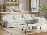 YESHOMY Sectional Modular Sofa U Shaped Chenille Fabric Couch with High Supportive & Soft Sponges and Removable Ottoman, Sleeper Comfy Upholstered Furniture for Living Room, Grey