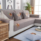 Solid Color Soft Cotton Woven Sectional Couch Cover Non Slip Simple Style Sofa Cover Decorative Home Sofa Loveseat with Small Elephant Pattern-Brown-a 45x45cm